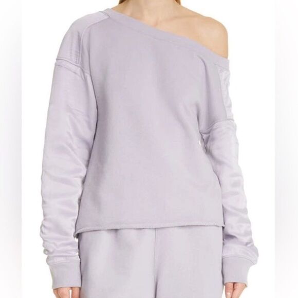 RTA NWT Alessia Drape Shoulder Pullover Sweatshirt in Dark Mauve XS MSRP $390 - Picture 1 of 10